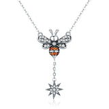 Silver  Fashion Bee Pendant Necklace