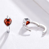 925 Sterling Silver Plated Platinum Zircon Heart Shape Hoop Earrings