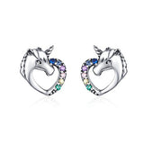 925 Sterling Silver Zircon  Unicorn  Stud Earrings Fashion Earrings