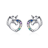  Silver Zircon  Unicorn  Stud Earrings 