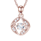 Zirconia Flower Necklace Fashion Jewelry Rose Gold Plated Cubic 925 Sterling Silver Pendant Necklace