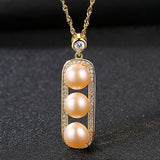 Fashion pod freshwater pearl pendant sterling silver temperament necklace