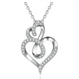 Classic Double Heart Crystal Pendant Necklace