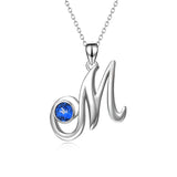 Handmade Jewelry Silver Letter M Engraved Necklace With AAA Zirconia
