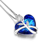 Rose Romantic Rhodium Plating Necklace Heart Crystal Necklace
