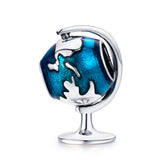 silver oxidized Epoxy globe charms