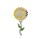  silver  white gold plated & gold plated zircon sunflower charms