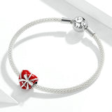 925 Sterling Silver Red Heart Shape Love Charm Precious Jewelry For Women