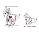 Animal Charm Bead Sterling Silver Horse Charm Bead Fit Bracelet Jewelry Gift for Women Mens