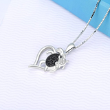 Turtle Necklace Sterling Silver Mother and Daughter Son Sea Turtle Heart Pendant Necklace for Women Girls Child for Grandmother Mom