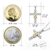 Zirconia Linked Cross Pendant Necklace Silver Sterling Men Love Necklace