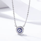 S925 sterling silver evil eye pendant necklace white gold plated oil drop zircon necklace