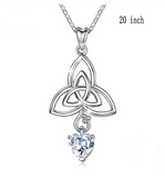 925 Sterling Silver triangle Pendant Necklace with CZ Charm good Luck Celtic Knot Women Jewelry for Birthday Gift