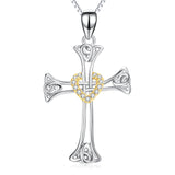 Religious Jewelry Necklace Cubic Zirconia Heart Eternal Celtic Knot Cross