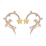 Running Elk Deer Rose Gold Color Stud Earrings