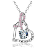 Heart love & Clear CZ Lettering Pendant Necklaces