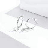 925 Sterling Silver Romantic Moon and Star Stud Earrings Precious Jewelry For Women