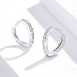 100% Real 925 Sterling Silver Heart Ear Hoops Earrings for Women Engagement Statement Jewelry