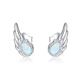 Silver Opal Angel Stud Earrings