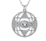 Six-pointed star with diamond S925 sterling silver Evil Eye pendant