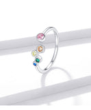 Sterling Silver 925 Signet Ring Colorful Bubbles Open Finger Rings For Women
