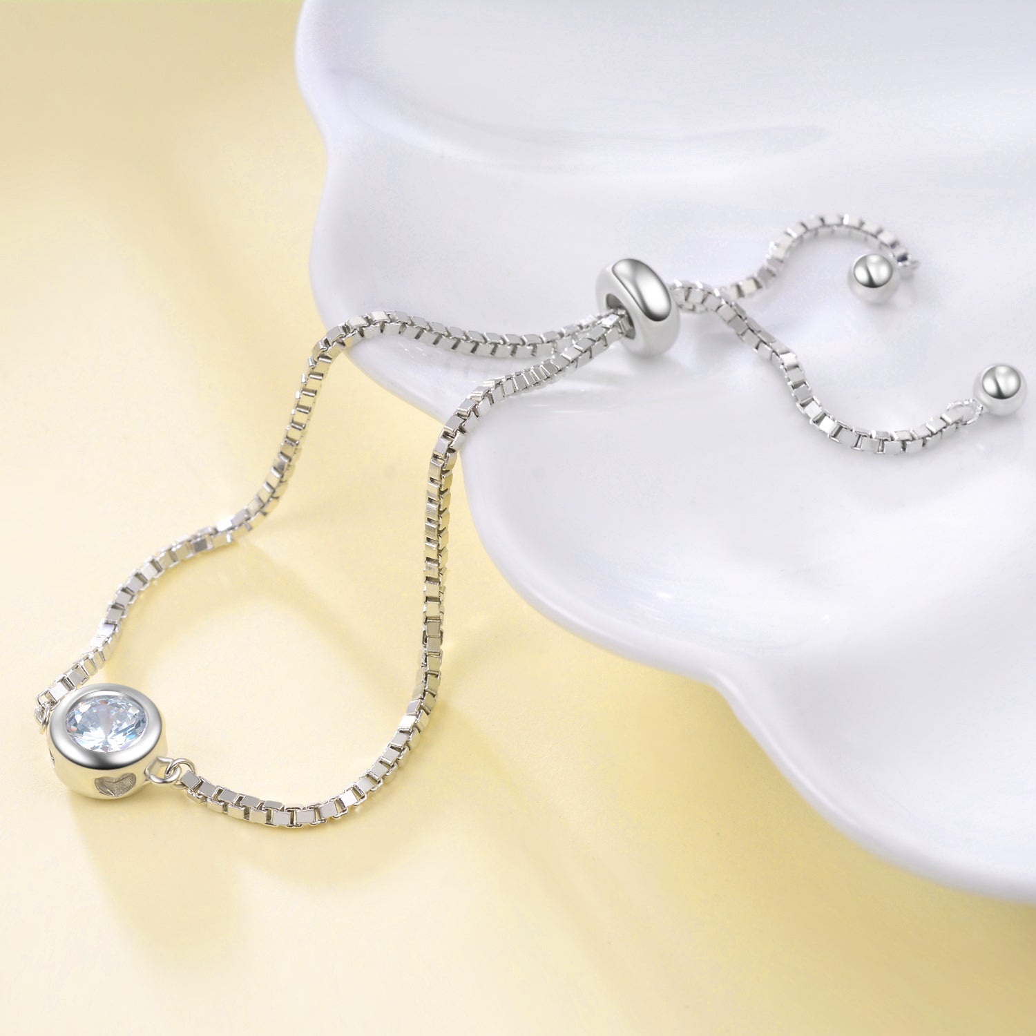 Adjustable Box Chain Bracelet Silver Materials Women Big Zircionia Bracelet