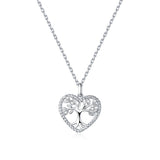 925 Sterling Silver Exquisite Tree of Life Heart Pendant Necklace Precious Jewelry For Women