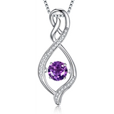 925 Sterling Silver Infinity Purple Blue Birthstone Pendant Necklace Jewelry Gifts for Women Mom Daughter Wife