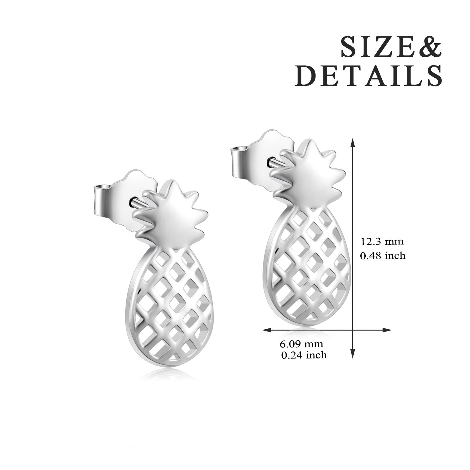 Pineapple Earrings Light Weight Cheap Silver Fruit Shape Earrings