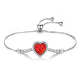 Heart-shaped opal zircon bracelet S925 sterling silver simple fashion bracelet