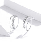 925 Sterling Silver Simple Design with Zircon Stud Earrings Precious Jewelry For Women