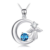 S925 Sterling Silver Creative Moon Angel Pendant Necklace Jewelry Personality Wild Cross-Border Exclusive