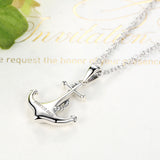 S925 sterling silver nautical anchor zircon dripping pendant necklace