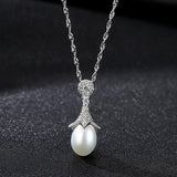 Fashion Cone Zircon Freshwater Pearl Pendant Sterling Silver Necklace Wholesale