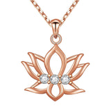 925 Sterling Silver Yoga Om Lotus Flower Pendant Necklace Inspirational Gift for Women Girls,18 inch