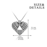 Fashion 925 Sterling Silver Birds Wings Heart Shape Zircon Necklace for Women