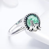 S925 Sterling Silver Mermaid Ring Oxidized Glass Ring