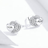 925 Sterling Silver  Jewelry Double Heart Stud Earrings for Women Sparkling CZ  Mom Mother Gifts Anti-allergy Jewelry