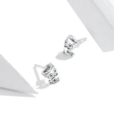 925 Sterling Silver Cute Raccoon Stud Earrings Precious Jewelry For Women