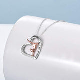 Gymnastics Gifts for Girls Sterling Silver Gymnastics Heart-Shaped Pendant Necklace for Women