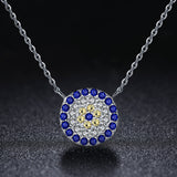 S925 sterling silver evil eye white gold plated zircon pendant necklace