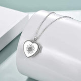 Sterling Silver Sunflower Love Heart Locket Necklace That Holds Pictures for Women Daughter Birthday Jewelry Gifts from Mom Dad for Daughter