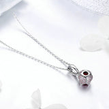 Romantic 925 Sterling Silver Red Rose Flower Necklaces Pendant for Women Girlfriend Gift Sterling Silver Jewelry