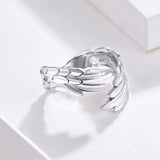 S925 Sterling Silver Wing Ring White Gold Plated Ring