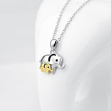 Double Elephant Necklace Mother Love Silver Design Necklace