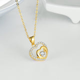 18K Gold European And American New Double Heart Type Zircon Necklace