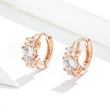 Clear CZ Statement Wedding Tiny Hoop Earrings for Women 925 Sterling Silver Rose Gold Color Luxury Jewelry