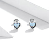 925 Sterling Silver Shining Heart of Glass Stud Earrings Precious Jewelry For Women
