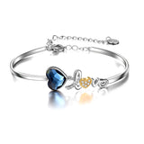 Adjustable Size Bracelet Blue Heart Cubic Zirconia Endless Love Bracelet