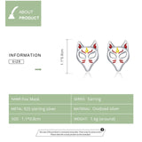 925 Sterling Silver Beautiful Fox Mask Light Stud Earrings Fashion Engagement Jewelry For Women